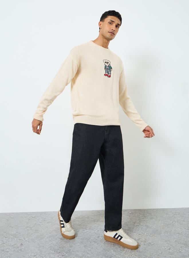 ستايلي سويتر مطرز تيدي بقصة مريحة - Image 2